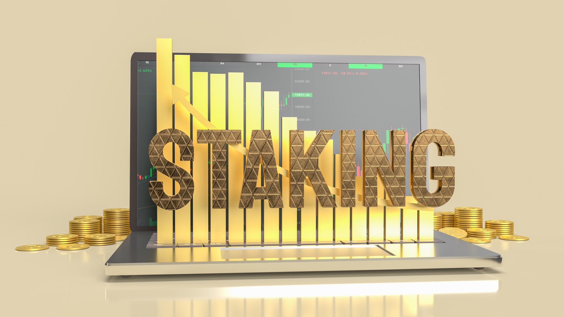 staking text on notebook for currency or business concept 3d rendering